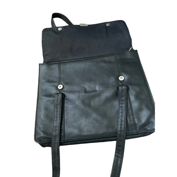 Wilson Leather Black Leather Briefcase  16W x 14H X 5 Shoulder Carry - Picture 2 of 12